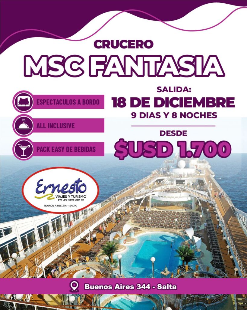 CRUCERO MSC FANTASÍA – 18 DE DICIEMBRE